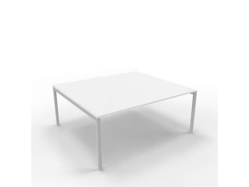 Bench piano bianco 180x160xH.75 cm gamba a ponte in acciaio argento linea Practika P3 Quadrifoglio - ECBEC18-BA-A