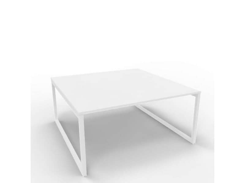 Bench piano bianco 160x160xH.75 cm gamba ad anello in acciaio bianco linea Practika P2 Quadrifoglio - ECBEA16-BA-I