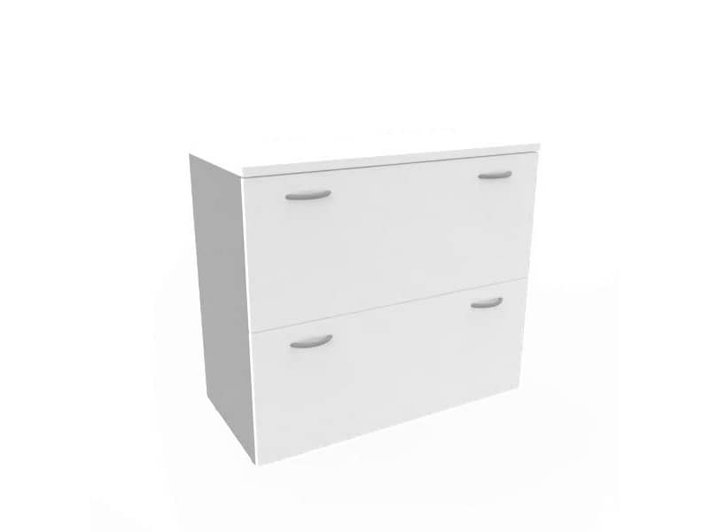 Armadio basso bianco con scocca trama antracite 90x45xH.81,5 cm con due classificatori estraibili Practika