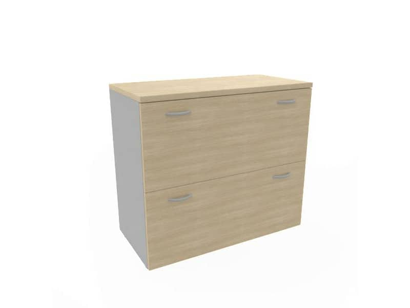 Armadio basso rovere con scocca trama antracite 90x45xH.81,5 cm con due classificatori estraibili Practika