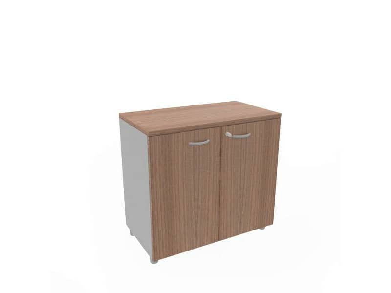 Armadio basso altezza scrivania ante noce canaletto scocca trama antracite 80x45xH.73 cm - ECEB80B-NO-TA-NO
