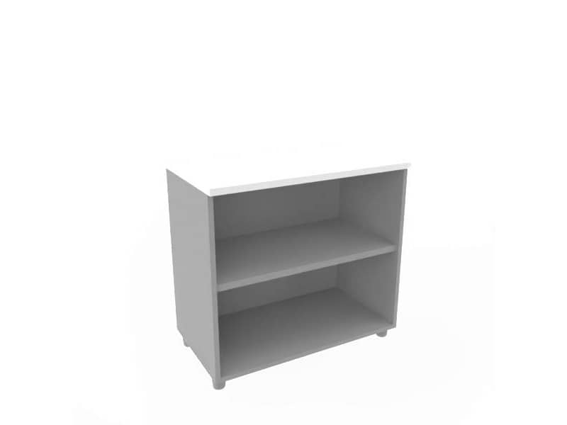 Armadio a giorno basso altezza scrivania bianco scocca trama antracite 80x45xH.73 cm Practika Quadrifoglio - ECEB80G-BA-TA