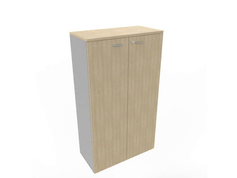 Armadio medio con ante battenti rovere scocca trama antracite 90x45xH.160 cm Practika Quadrifoglio - ECEL90L-RK-TA-RK