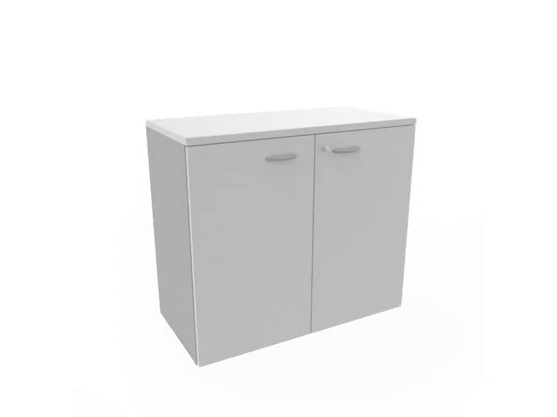 Armadio basso con ante battenti grigio scocca trama antracite 90x45xH.81,5 cm Practika Quadrifoglio - ECEB90B-GR-TA-GR