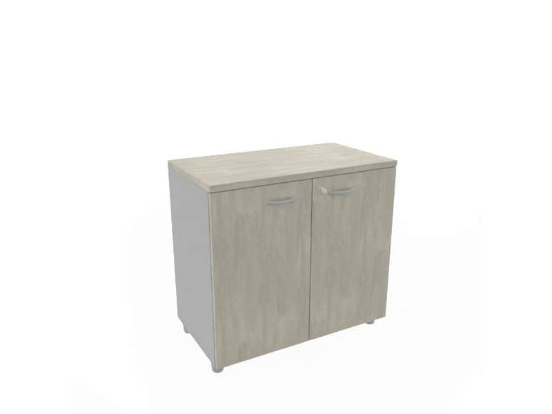 Armadio basso altezza scrivania ante cemento scocca antracite 80x45xH.73 cm Practika Quadrifoglio - ECEB80B-CL-TA-CL