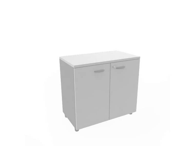 Armadio basso altezza scrivania ante grigio scocca antracite 80x45xH.73 cm Practika Quadrifoglio - ECEB80B-GR-TA-GR