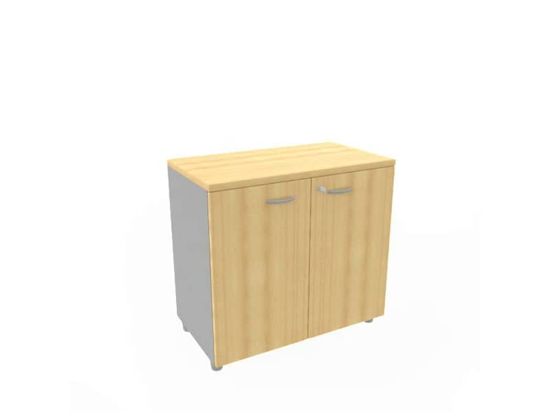 Armadio basso altezza scrivania ante faggio scocca antracite 80x45xH.73 cm Practika Quadrifoglio - ECEB80B-FA-TA-FA
