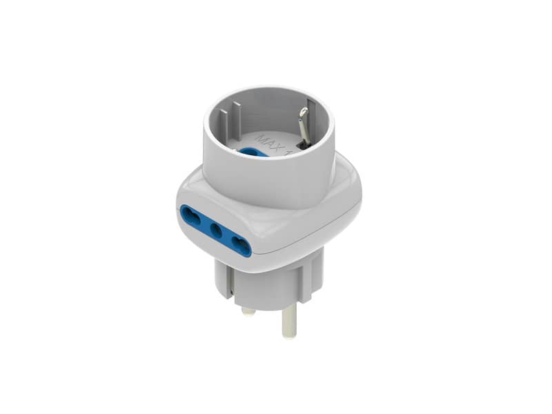 Adattatore a 3 vie 16A - bianco Aigostar 2 vie P17/11 & 1 via P30