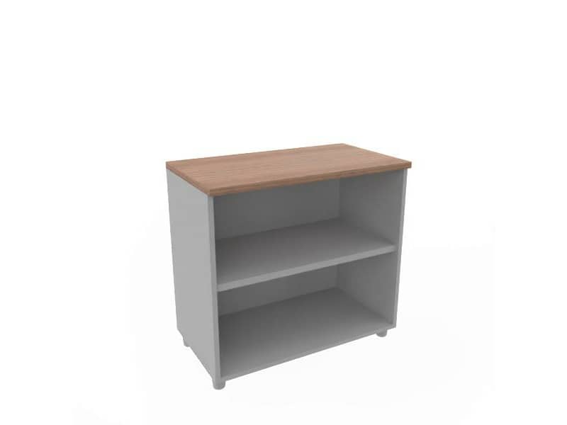 Armadio a giorno basso altezza scrivania noce canaletto scocca trama antracite 80x45xH.73 cm Practika - ECEB80G-NO-TA