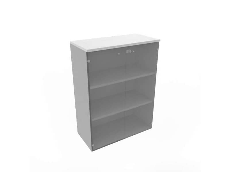 Armadio medio con ante vetro fumè, top grigio scocca trama antracite 90x45xH.123,2 cm - ECEM90V-GR-TA-GE