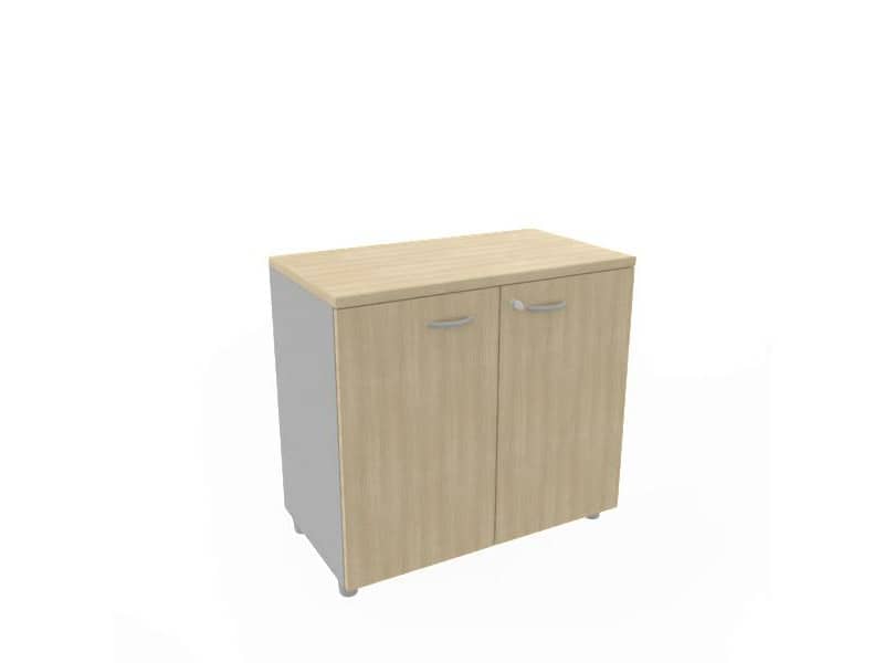 Armadio basso altezza scrivania ante rovere scocca antracite 80x45xH.73 cm Practika Quadrifoglio - ECEB80B-RK-TA-RK