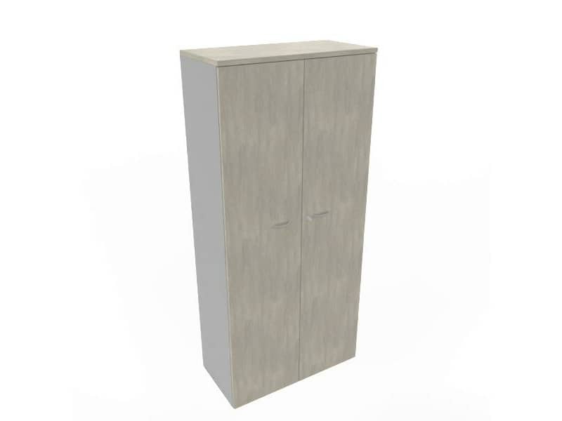 Armadio alto con ante battenti cemento scocca trama antracite 90x45xH.200 cm Practika Quadrifoglio - ECES90S-CL-TA-CL