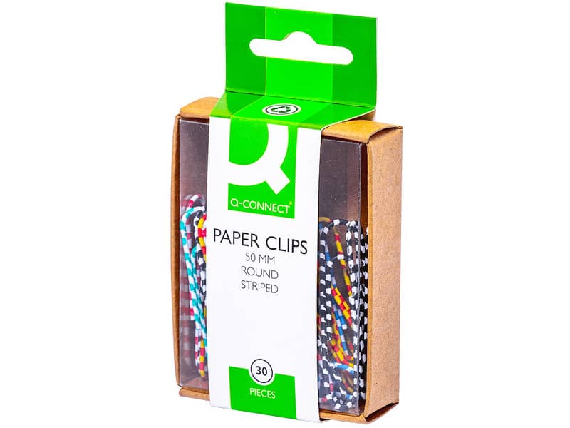 Fermagli zebra Q-Connect a strisce assortiti 50 mm conf. da 30