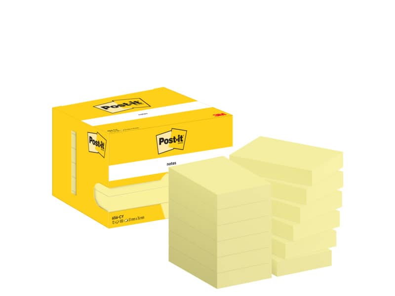 Foglietti riposizionabili classici Post-it® Giallo Canary™ - conf. 12 pz - formato 51x76 mm - 656