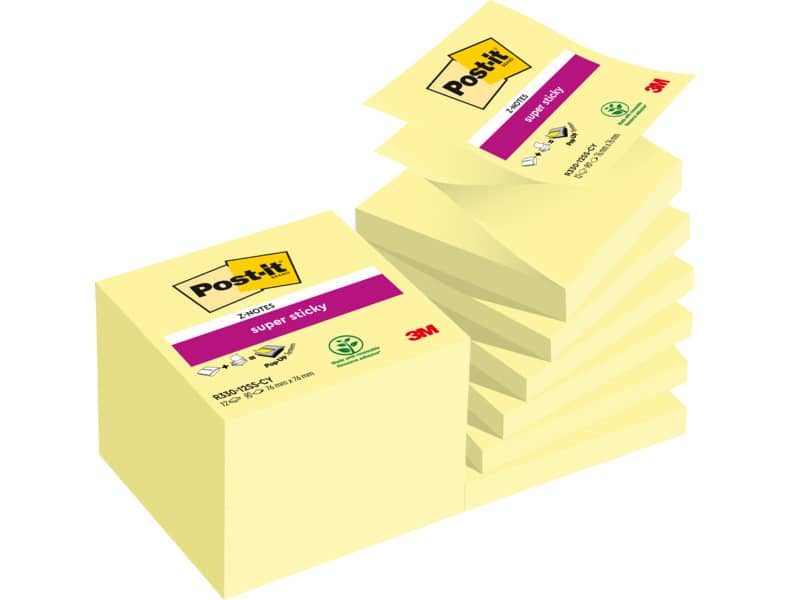 Foglietti riposizionabili Z-Notes Super Sticky Post-it® Giallo Canary 76x76 mm 12 blocchetti da 90 ff - R330-12SS-Y