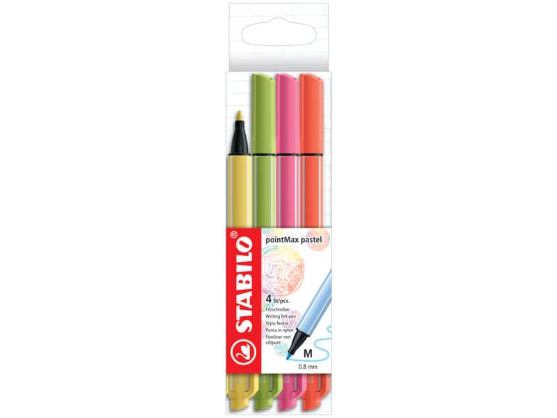 Astuccio Stabilo PointMax in 4 colori assortiti pastello 488/4-03