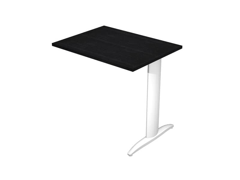 Allungo diretto con fianco metal a T 80x60xH.72 cm nero venato frassino Presto gamba bianco opaco 9010
