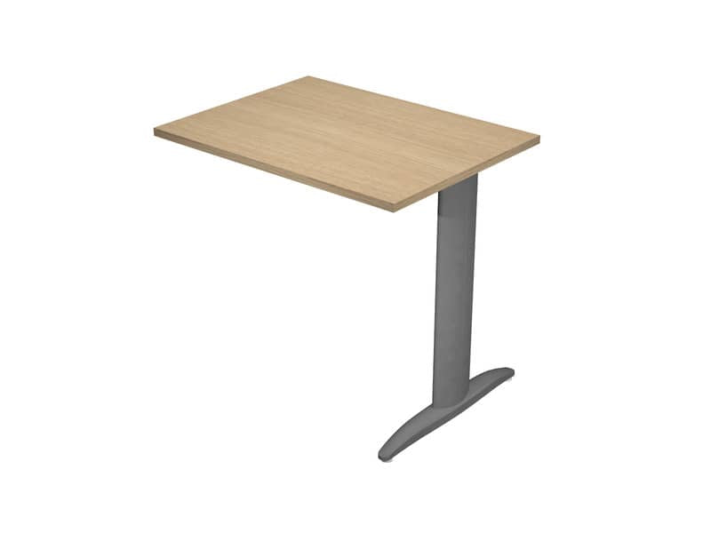 Allungo diretto con fianco metal a T 80x60xH.72 cm rovere Presto gamba antracite opaco 7016 - ALL-PRM-C-AF