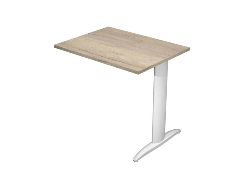 Allungo diretto con fianco metal a T 80x60xH.72 cm rovere canadese Presto gamba grigio alluminio 9006