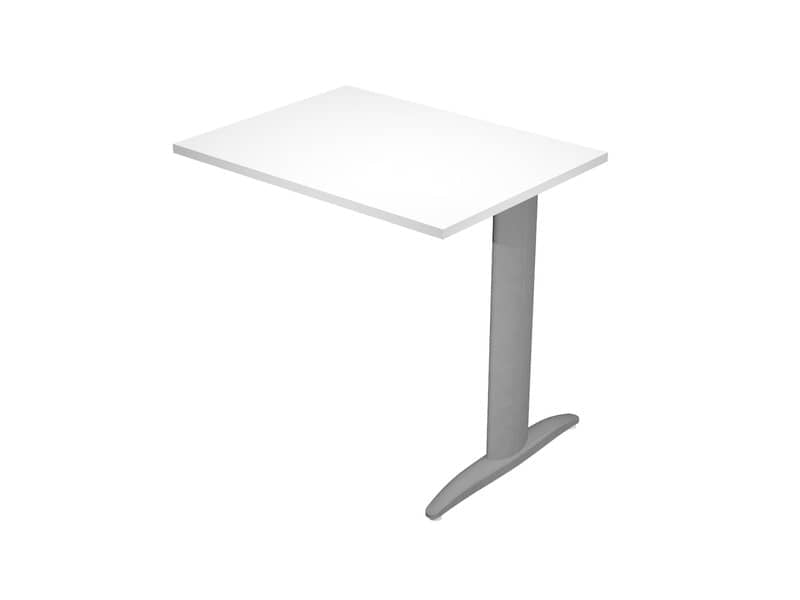 Allungo diretto con fianco metal a T 80x60xH.72 cm bianco Presto gamba antracite opaco 7016 - ALL-PRM-3-AF