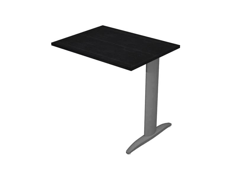 Allungo diretto con fianco metal a T 80x60xH.72 cm nero venato frassino Presto gamba antracite opaco 7016
