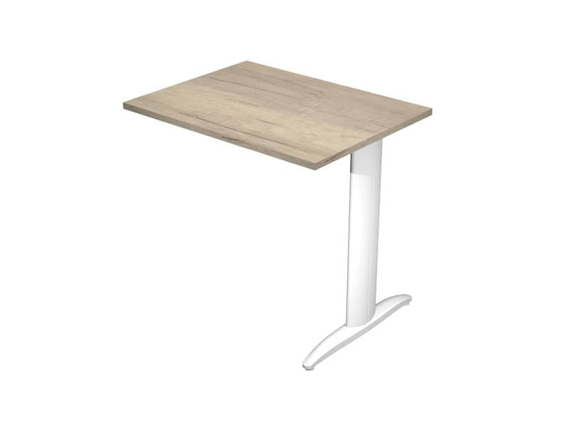 Allungo diretto con fianco metal a T 80x60xH.72 cm rovere canadese Presto gamba bianco opaco 9010 - ALL-PRM-J-AN