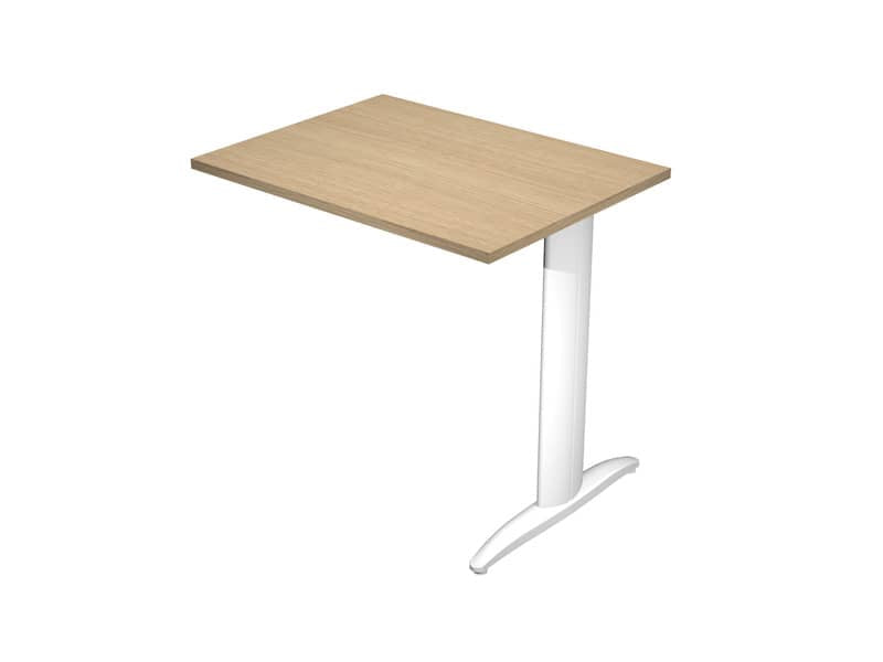 Allungo diretto con fianco metal a T 80x60xH.72 cm rovere Presto gamba bianco opaco 9010 - ALL-PRM-C-AN