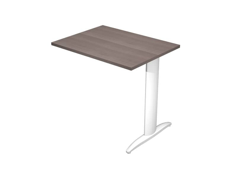 Allungo diretto con fianco metal a T 80x60xH.72 cm frassino toscano Presto gamba bianco opaco 9010 - ALL-PRM-F-AN