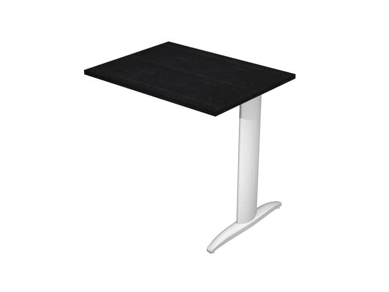 Allungo diretto con fianco metal a T 80x60xH.72 cm nero venato frassino Presto gamba grigio alluminio 9006