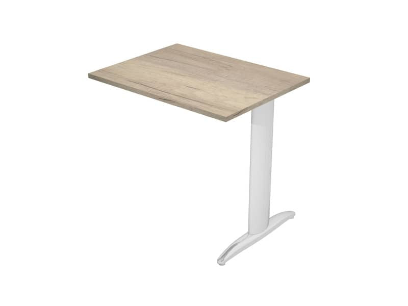 Allungo diretto con fianco metal a T 80x60xH.72 cm rovere canadese Presto gamba verniciata effetto cromato