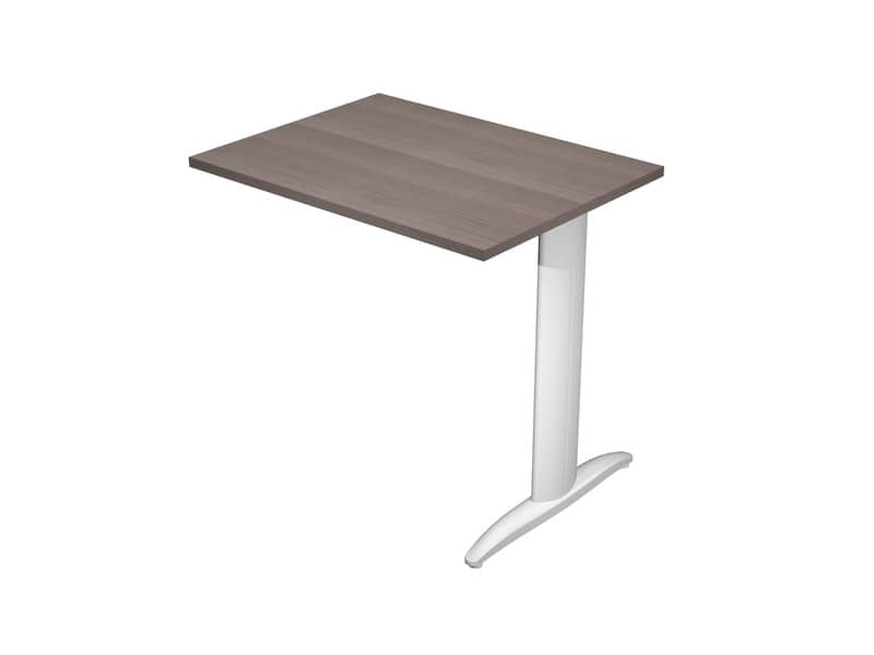Allungo diretto con fianco metal a T 80x60xH.72 cm frassino toscano Presto gamba grigio alluminio 9006