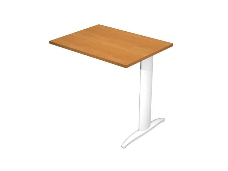 Allungo diretto con fianco metal a T 80x60xH.72 cm noce chiaro Presto gamba bianco opaco 9010 - ALL-PRM-4-AN