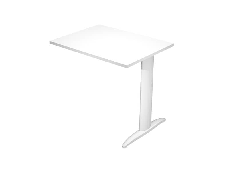 Allungo diretto con fianco metal a T 80x60xH.72 cm bianco Presto gamba grigio alluminio 9006 - ALL-PRM-3-AA