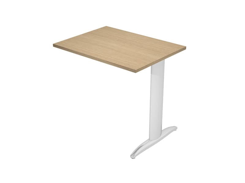 Allungo diretto con fianco metal a T 80x60xH.72 cm rovere Presto gamba verniciata effetto cromato
