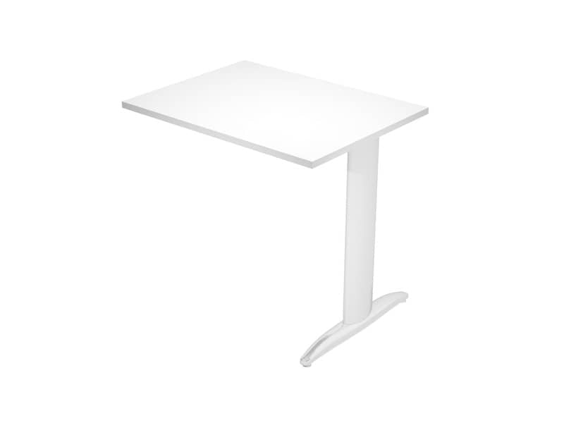 Allungo diretto con fianco metal a T 80x60xH.72 cm bianco Presto gamba verniciata effetto cromato