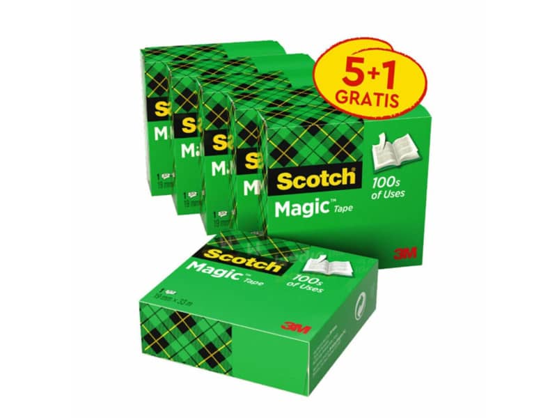 Nastro adesivo Scotch® Magic™ trasparente opaco 19 mm x 33 m Promo Pack 5+1 GRATIS