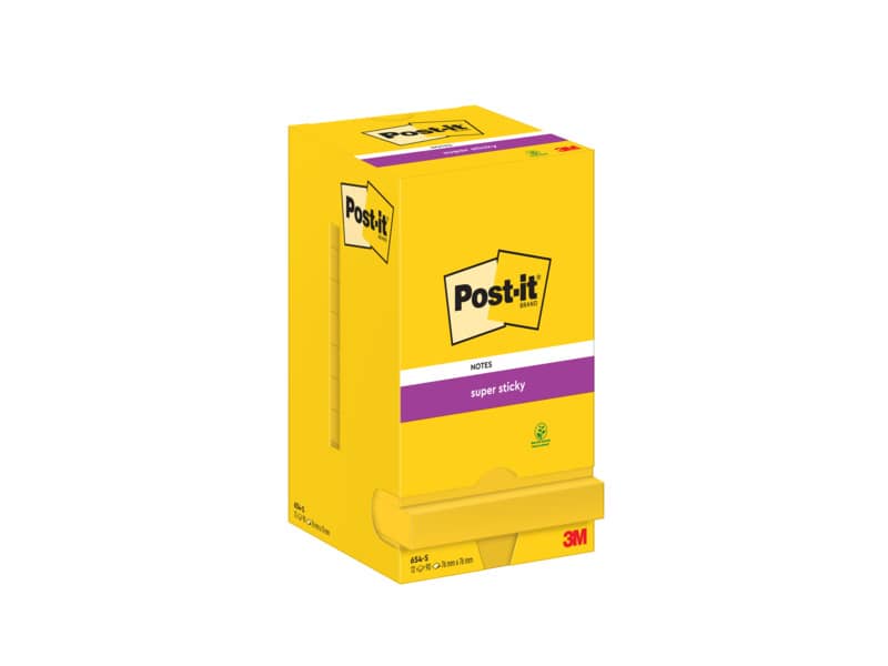 Foglietti riposizionabili Super Sticky Notes Post-it® giallo oro - 76x76 mm 12 blocchetti da 90 ff - 654-S