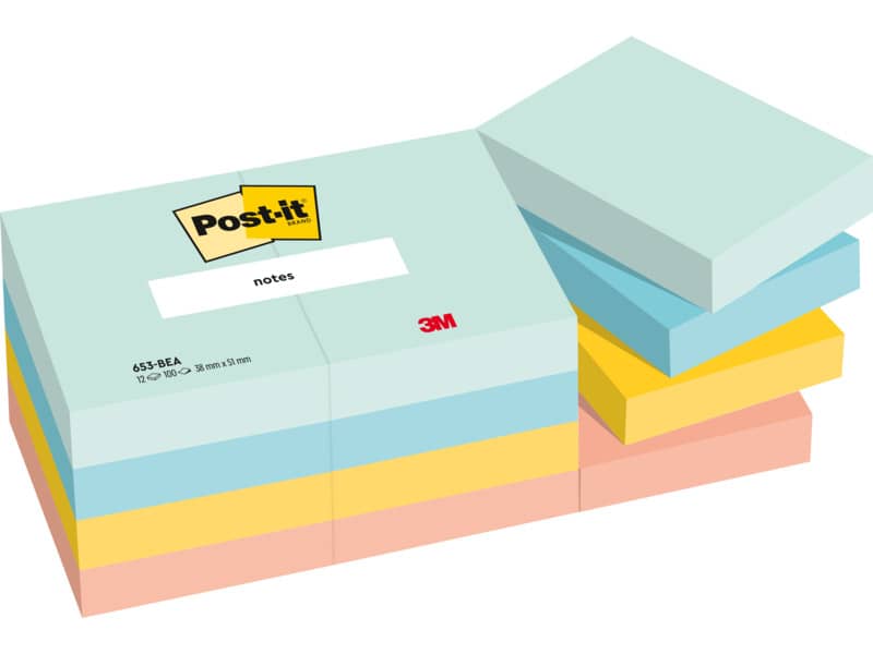 Foglietti riposizionabili Post-it® Beachside - conf. 12 blocchetti da 100 ff 38x51 mm - 653-12-BEA
