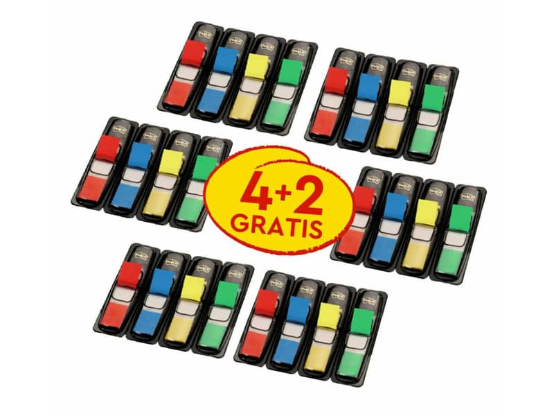 Post-it® Index Mini con dispenser rosso,verde, blu, giallo VALUE PACK 4+2 - 683- 4+2