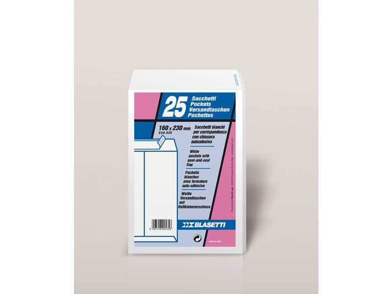 Busta a sacco Blasetti Self bianco - 80 g/m2 - in conf. 25 buste - 160x230 mm 535