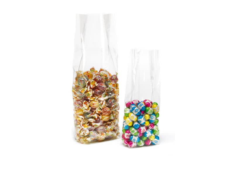 Busta trasparente con soffietto per alimenti fondo quadro Favorit 40 μm 6+5x20 cm in conf. da 50