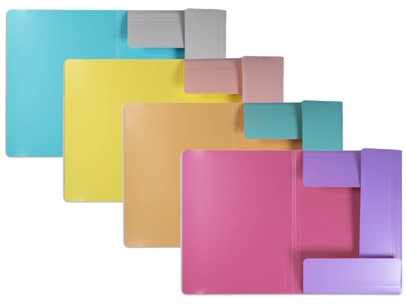 Cartelline a 3 lembi Leonardi ViceVersa A4 25,5 x 35,5 cm conf. da 4 colori assortiti