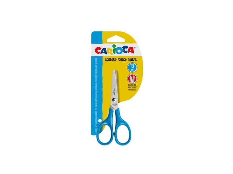 Forbice simmetrica in acciaio punta arrotondata Carioca 13 cm - azzurro