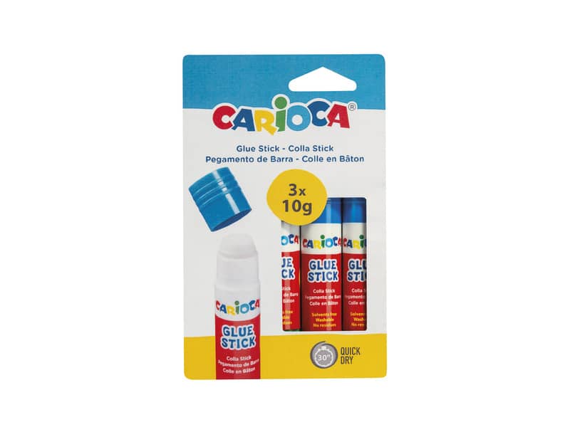 Blister colla stick Carioca 10 g - 3 pezzi