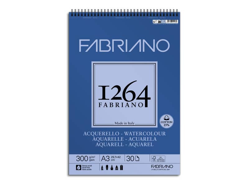 Blocco acquerello spiralato Fabriano 300 g - 30 fogli A3
