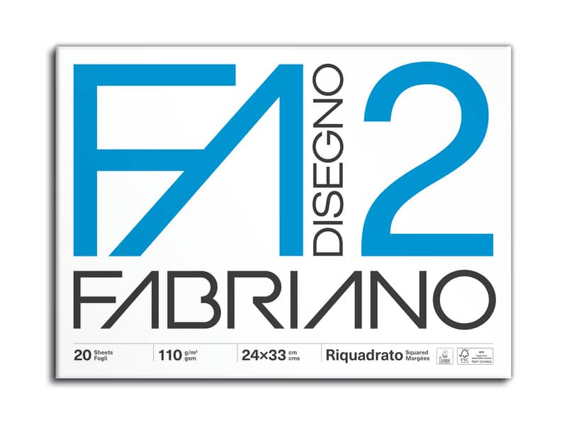 Album da disegno Fabriano F2 punto metallico 110 g/m² 24x33 cm 10 fogli lisci riquadrati