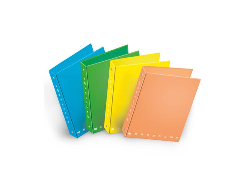 Raccoglitore ad anelli Pigna Monocromo - A4 27x32 cm 4 anelli Ø 30 mm colori assortiti Fluo