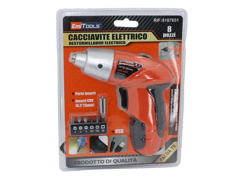 Avvitatore elettrico Emi con 8 puntali - ricarica veloce USB