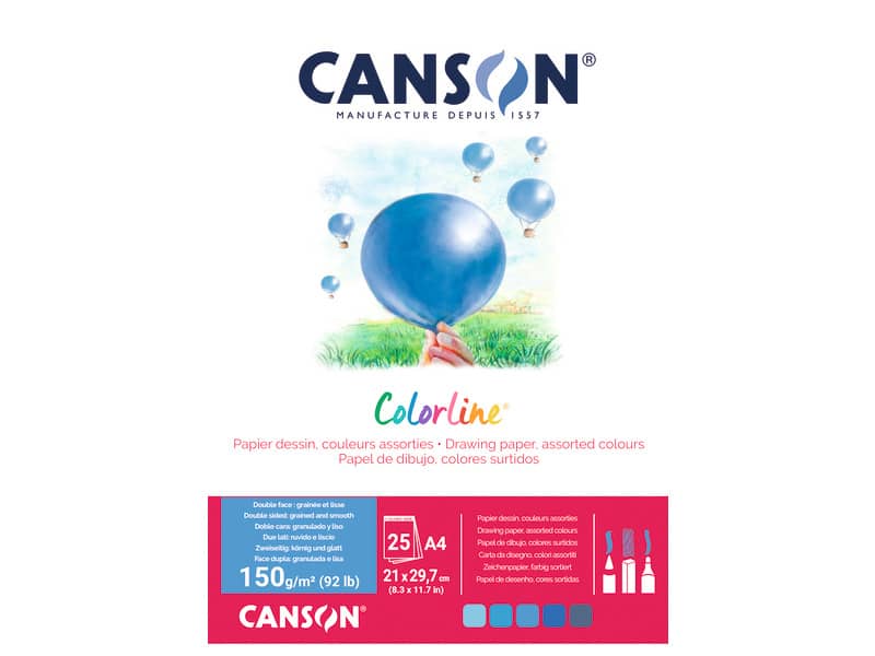 Album da disegno Canson Colorline® A4 150 g/m² 25 ff assortimento Acqua C31074P002