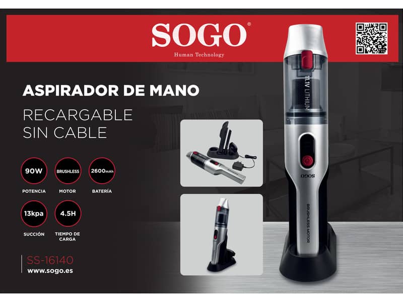 Aspirapolvere a mano senza cavo Sogo ricaricabile a batteria - 2 velocità - 90 W - ASP-SS